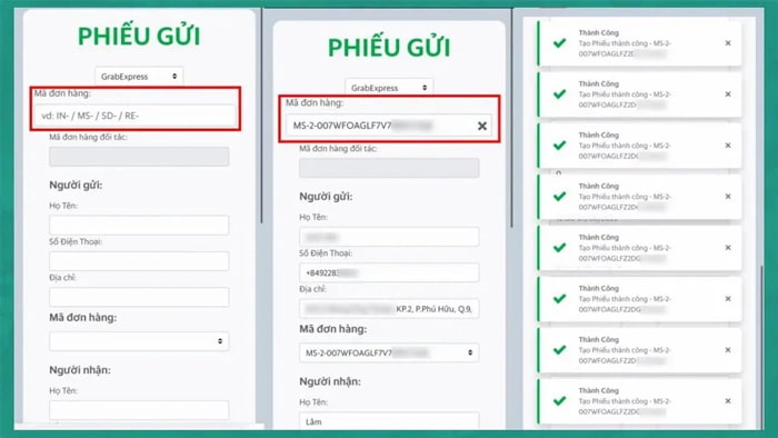 Cách gửi phiếu điện tử Grab