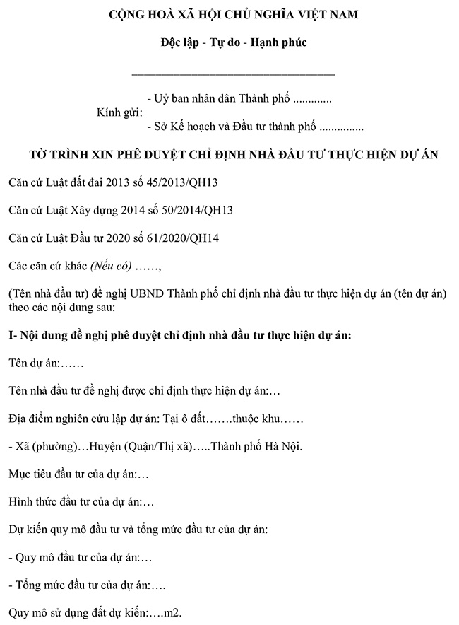 Mẫu tờ trình xin phê duyệt