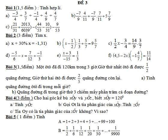 Bài tập ôn hè lớp 6 lên 7 môn Toán có lời giải