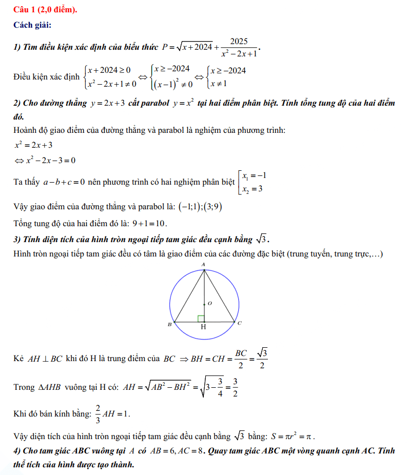 Đáp án đề Toán chuyên Lê Hồng Phong Nam Định 2024