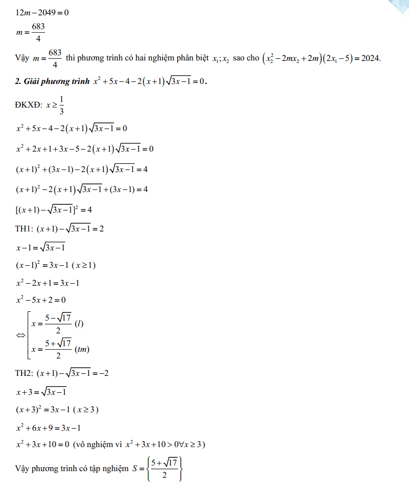 Đáp án đề Toán chuyên Lê Hồng Phong Nam Định 2024