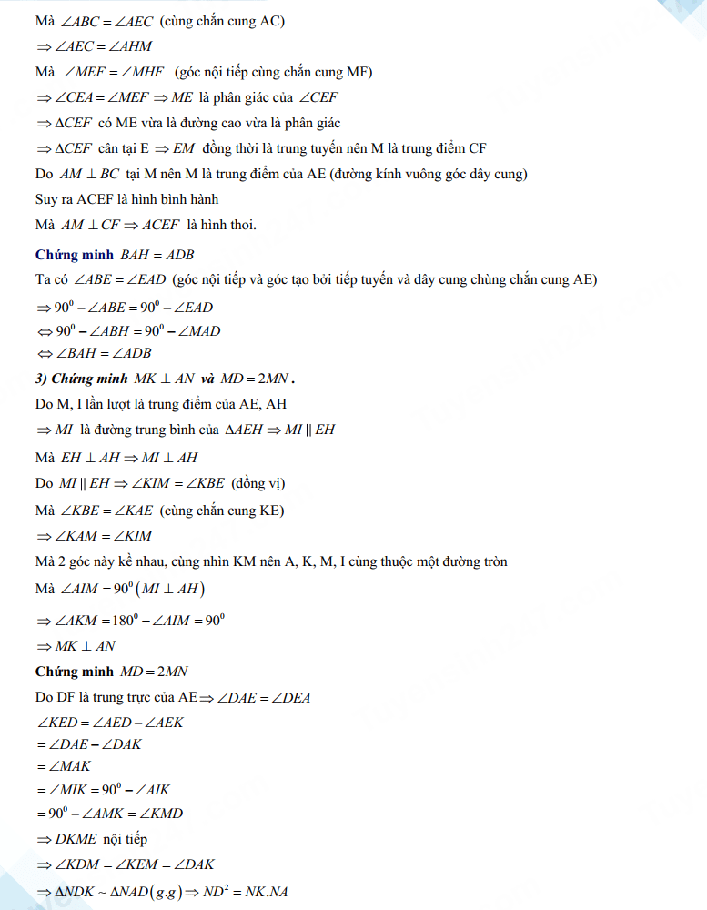 Đáp án đề Toán chuyên Lê Hồng Phong Nam Định 2024