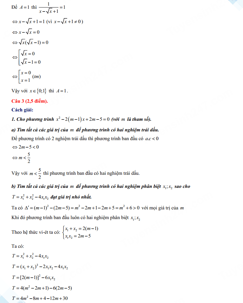 Đáp án đề Toán chuyên Lê Hồng Phong Nam Định - đề 2