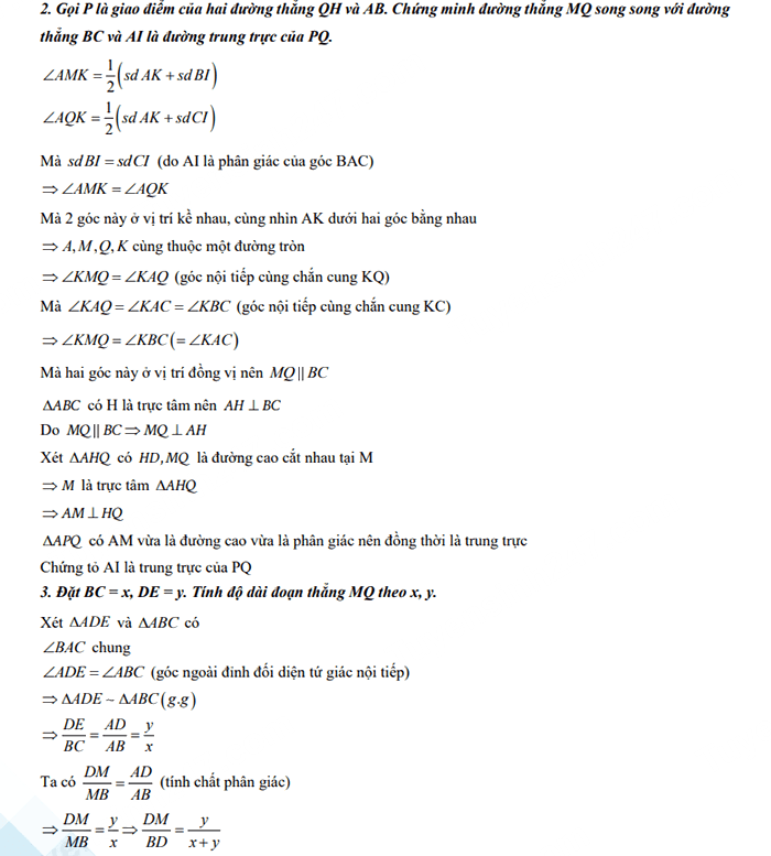 Đáp án đề Toán vào 10 chuyên Lam Sơn 2024