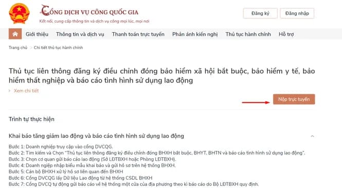 Nộp báo cáo tình hình sử dụng lao động online