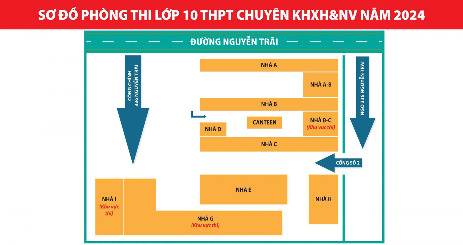 Sơ đồ phòng thi vào 10 chuyên Khoa học Xã hội và Nhân văn năm 2024