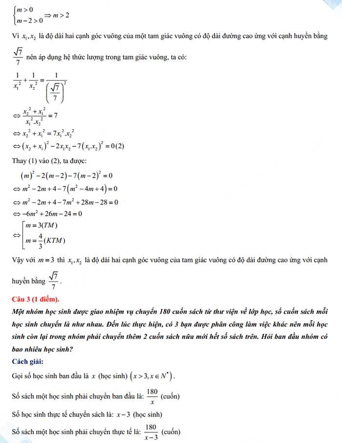 Đáp án đề thi vào 10 Quảng Trị môn Toán 2024-2025