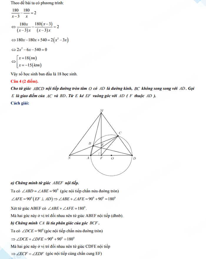 Đáp án đề thi vào 10 Quảng Trị môn Toán 2024-2025