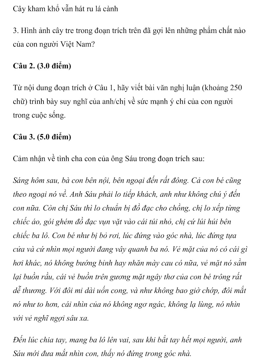 Đề thi tuyển sinh lớp 10 môn Văn Đắk Lắk 2021