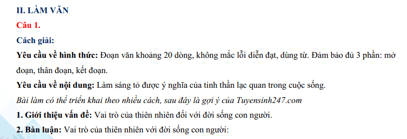 Đáp án đề thi vào 10 môn Văn Bình Dương 2024