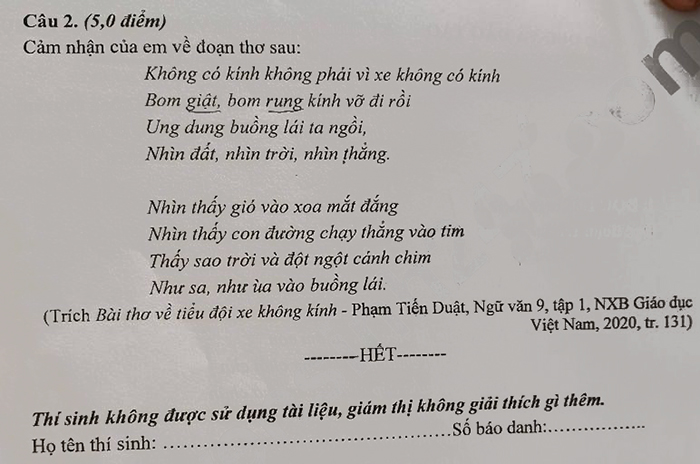 Đề thi tuyển sinh lớp 10 môn Văn Kiên Giang 2024