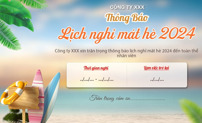 Thông báo đi du lịch cho nhân viên