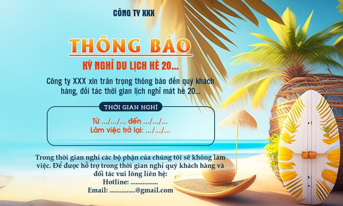 Tạo thiệp thông báo nghỉ đi du lịch
