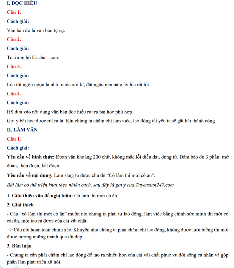  Đáp án đề Văn vào lớp 10 Sóc Trăng 2024-2025