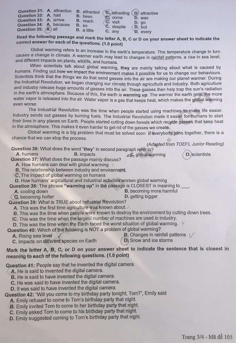 Đề thi tiếng Anh vào 10 Hải Dương 2024