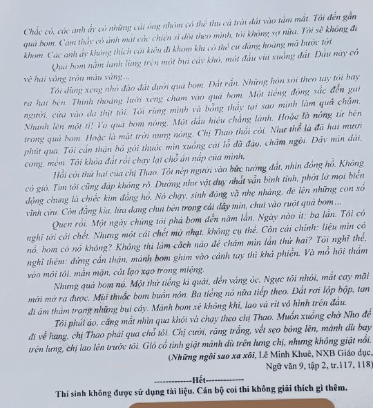 Đề thi vào 10 môn văn sơn La 2024