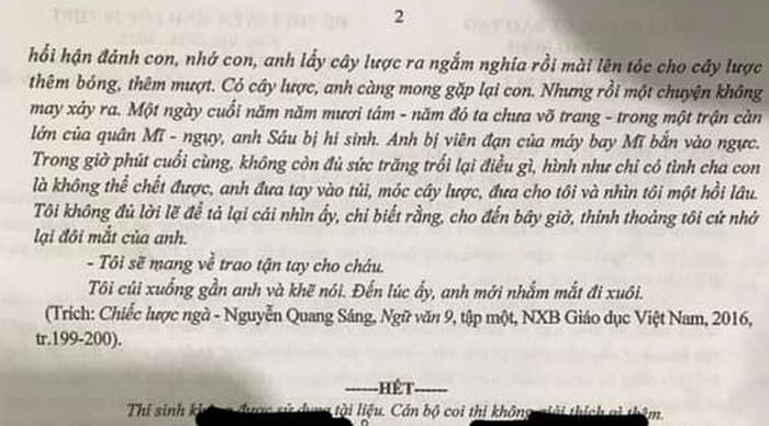 Đề thi vào 10 môn Văn Ninh Bình 2024