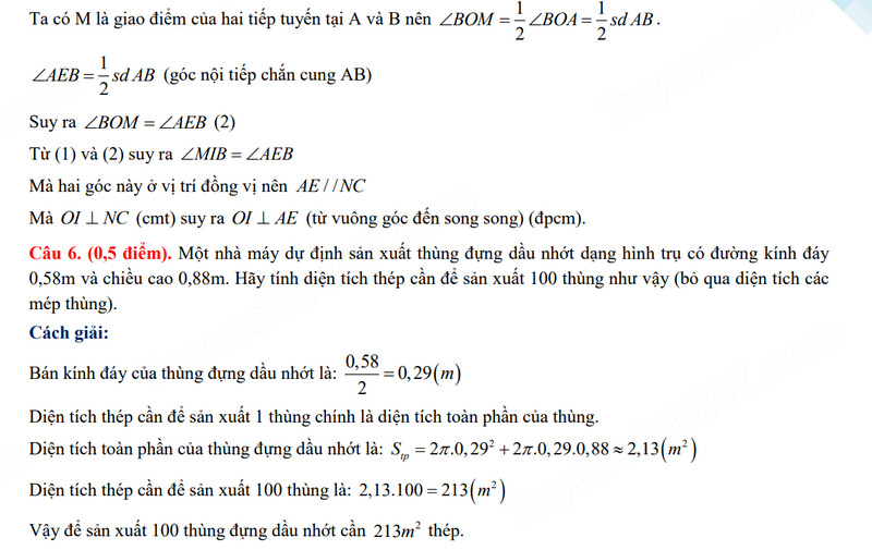 Đề thi tuyển sinh lớp 10 môn Toán Sóc Trăng 2024