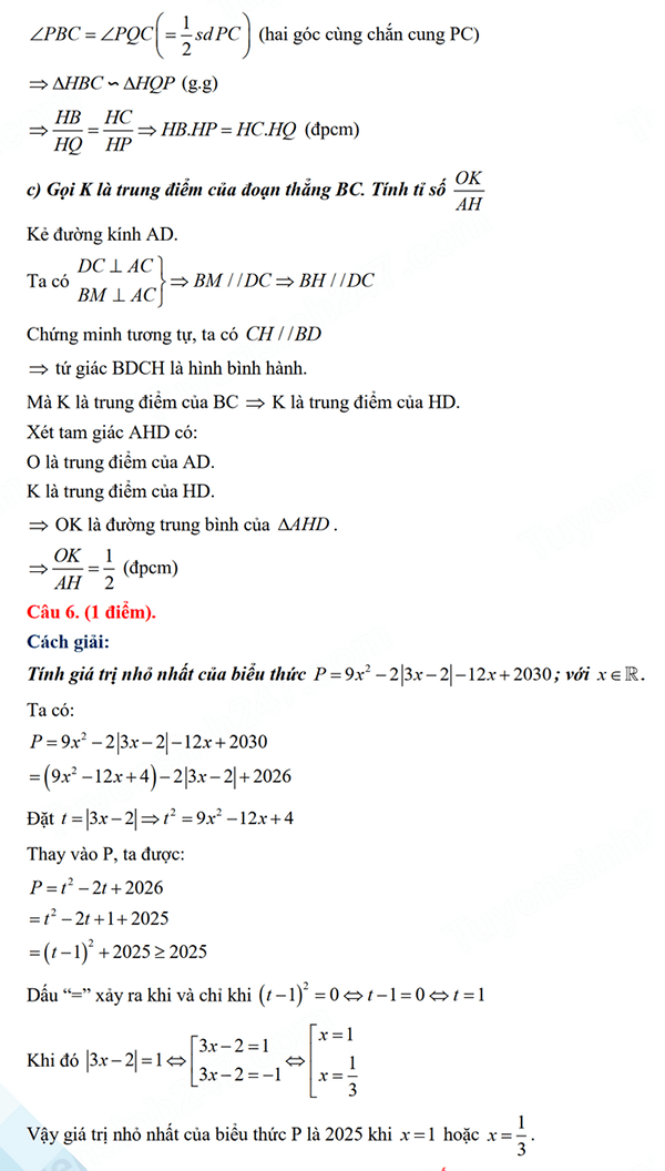 Đáp án môn Toán tuyển sinh lớp 10 Ninh Thuận 2024