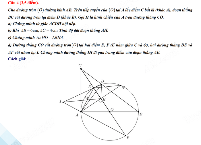 Đáp án đề thi vào 10 môn Toán Quảng Ninh 2024