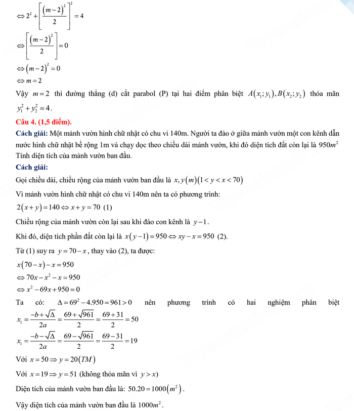 Đáp án đề thi tuyển sinh lớp 10 môn Toán Sóc Trăng 2024-2025