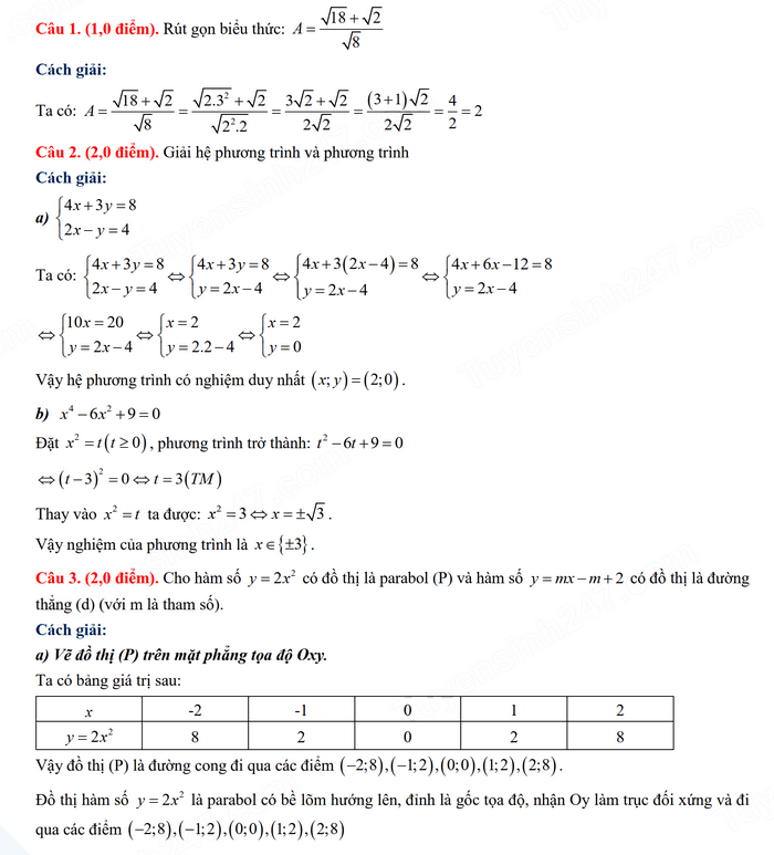 Đáp án đề thi tuyển sinh lớp 10 môn Toán Sóc Trăng 2024-2025