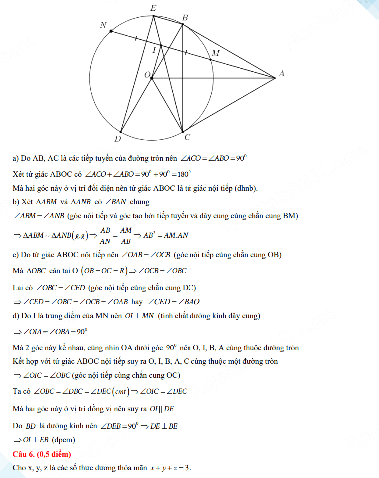 Đáp án đề thi vào 10 môn Toán Sơn La 2024