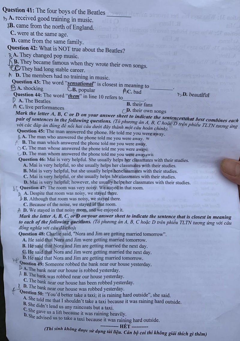 Đề thi vào 10 môn Tiếng Anh tỉnh Sơn La 2024