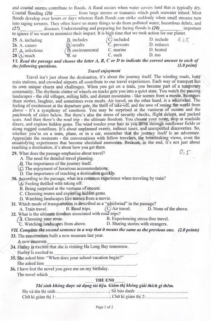 Đề thi tuyển sinh lớp 10 môn Anh Phú Yên