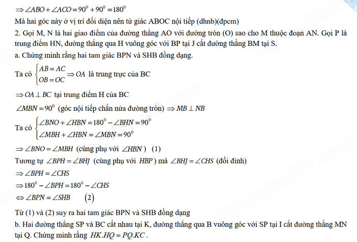 Đáp án đề thi tuyển sinh lớp 10 môn Toán Hải Dương 2024