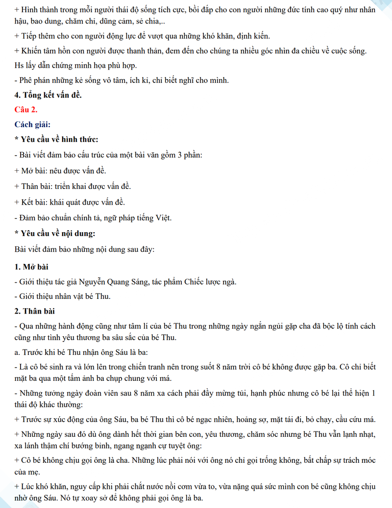 Đáp án đề văn vào 10 Cáo Bằng 2024 - 2025