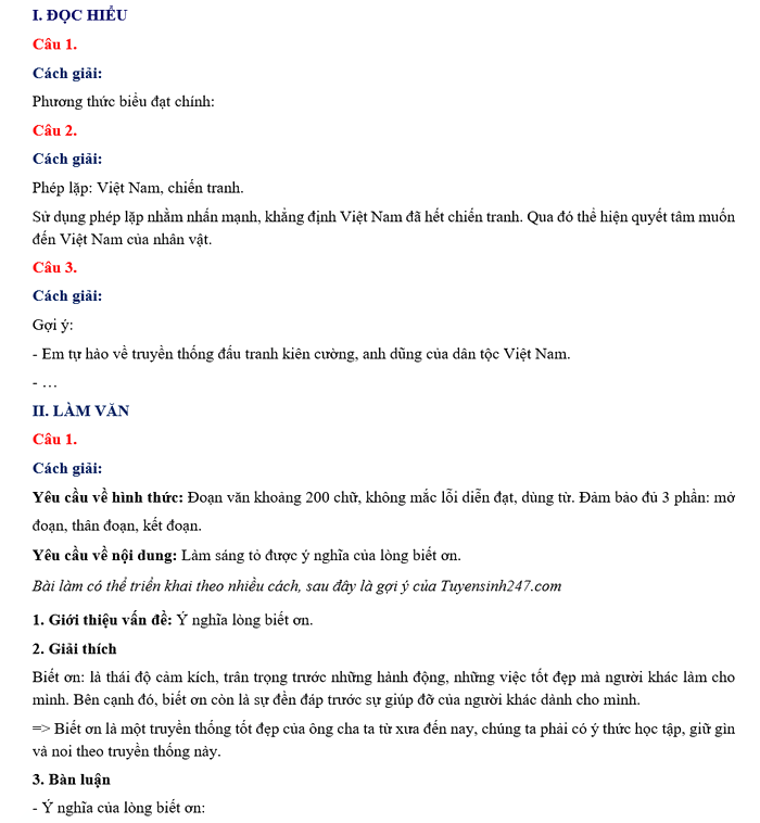 Đáp án đề thi vào 10 môn Văn Tây Ninh 2024