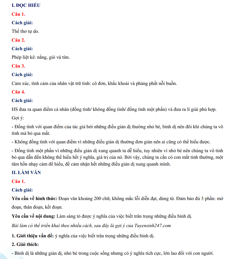 Đáp án đề thi vào 10 môn Văn Khánh Hòa 2024-2025