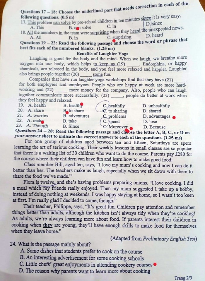 Đề thi tuyển sinh lớp 10 môn Anh Bình Thuận 2024