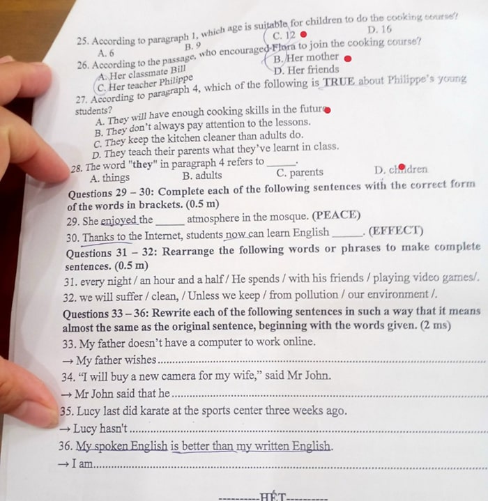 Đề thi tuyển sinh lớp 10 môn Anh Bình Thuận 2024