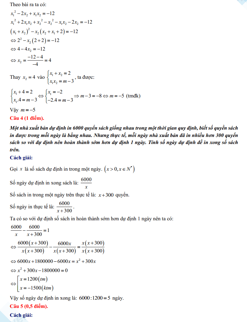 Đáp án đề thi vào 10 Bình Thuận môn Toán 2024-2025
