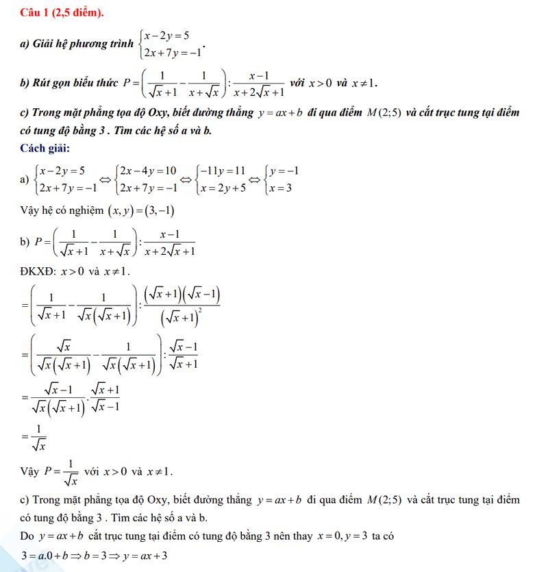 Đáp án đề thi Toán vào 10 Bắc Giang 2024
