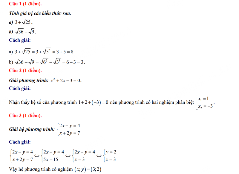 Đáp án đề thi tuyển sinh lớp 10 môn Toán Lào Cai 2024 2025