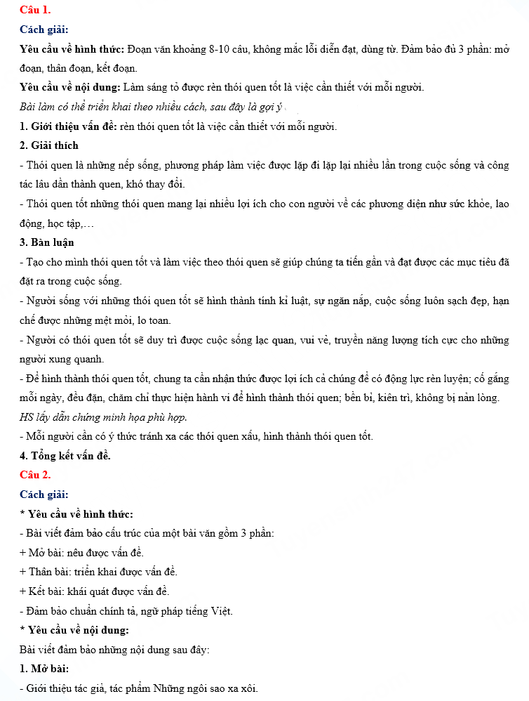 Đáp án đề thi tuyển sinh lớp 10 Hưng Yên môn Văn 2024