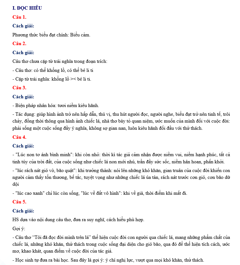 Đáp án đề thi tuyển sinh lớp 10 Hưng Yên môn Văn 2024