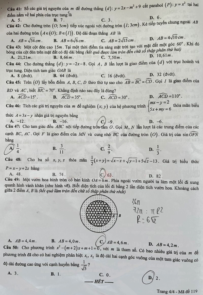 Đề thi tuyển sinh lớp 10 môn Toán Hưng Yên 2024-2025