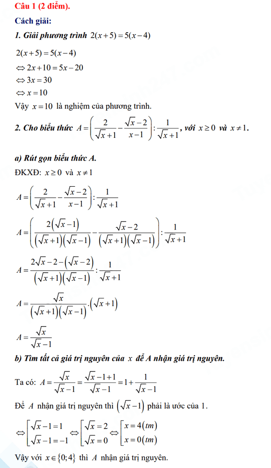  Đáp án đề thi vào 10 môn Toán Bình Định 2024-2025
