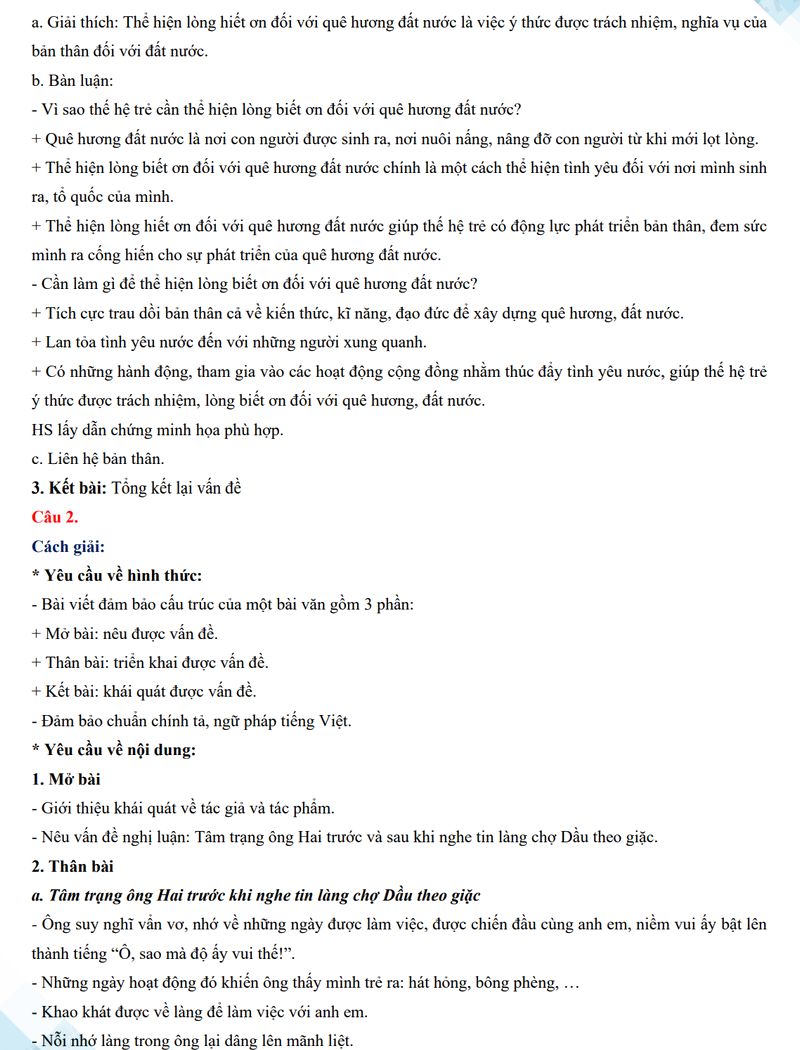 Đáp án đề thi tuyển sinh lớp 10 môn Văn Nghệ An 2024