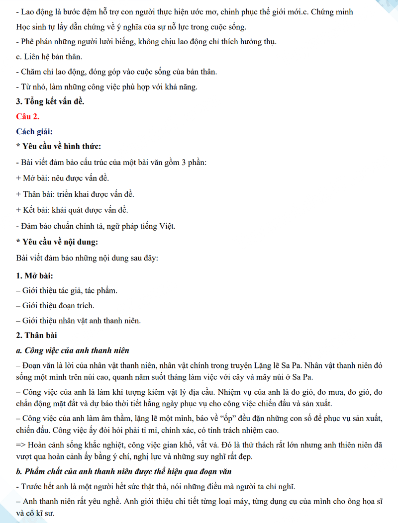 Đáp án đề thi vào 10 môn Văn Vũng Tàu 2024