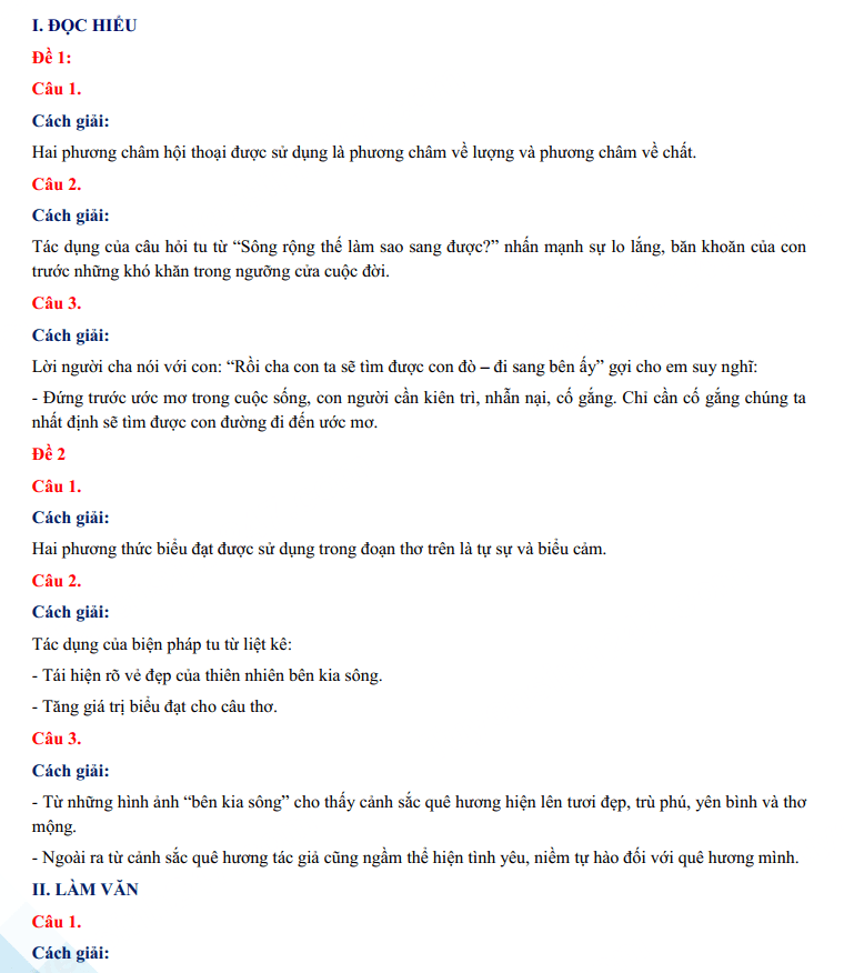 Đáp án đề Văn vào 10 Trà Vinh 2024-2025