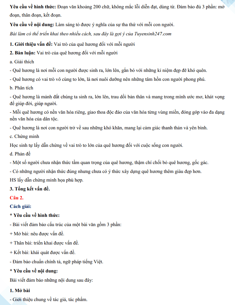 Đáp án đề Văn vào 10 Trà Vinh 2024-2025
