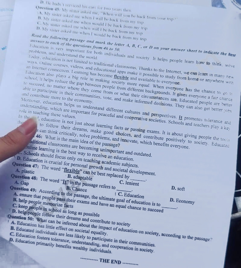 Đáp án đề thi tuyển sinh lớp 10 môn Anh Nghệ An 2024