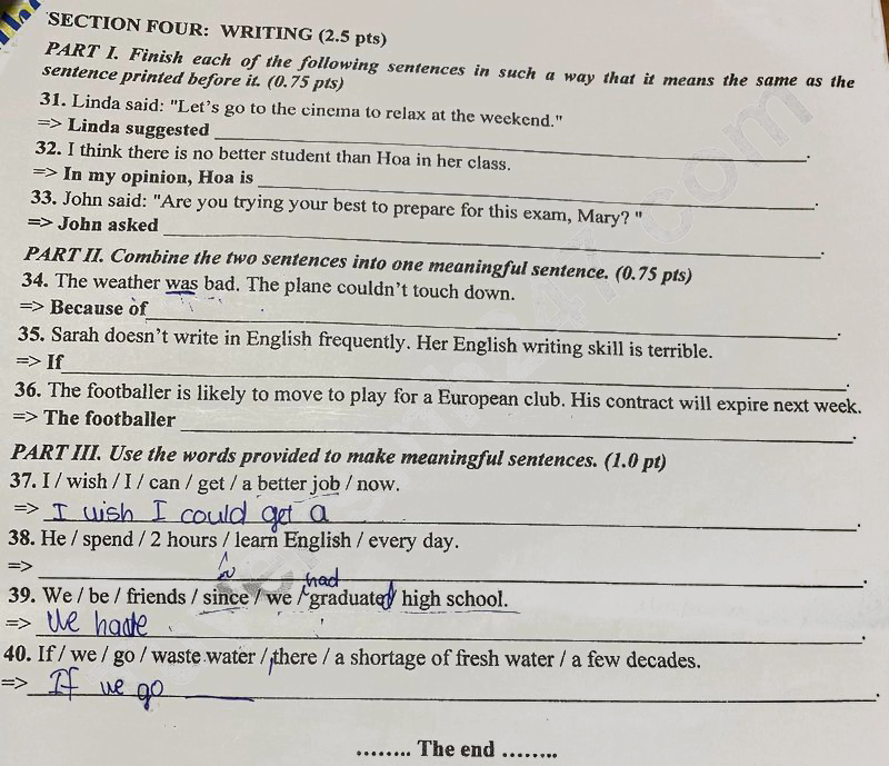 Đề thi tuyển sinh lớp 10 môn Anh Quảng Nam 2024-2025