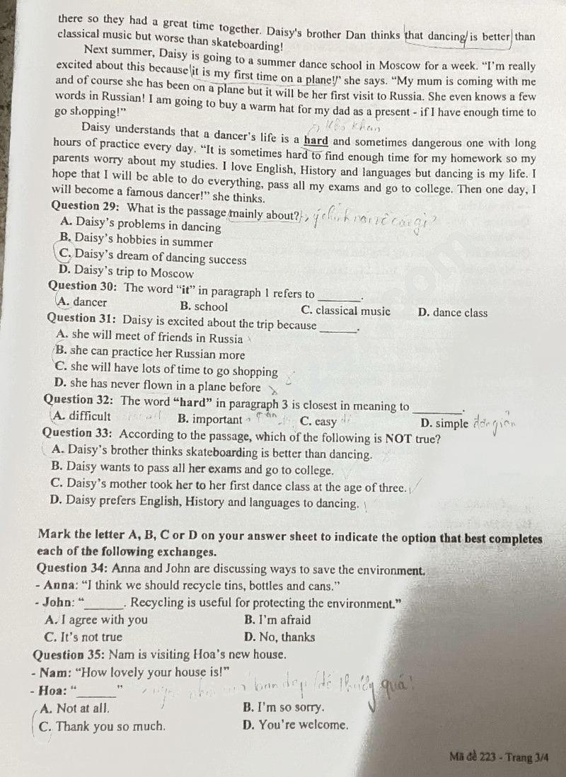 File đề thi tuyển sinh lớp 10 môn Anh Cần Thơ 2024