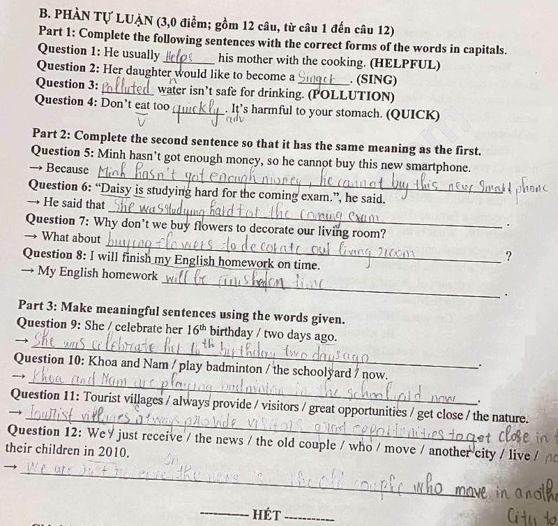 File đề thi tuyển sinh lớp 10 môn Anh Cần Thơ 2024